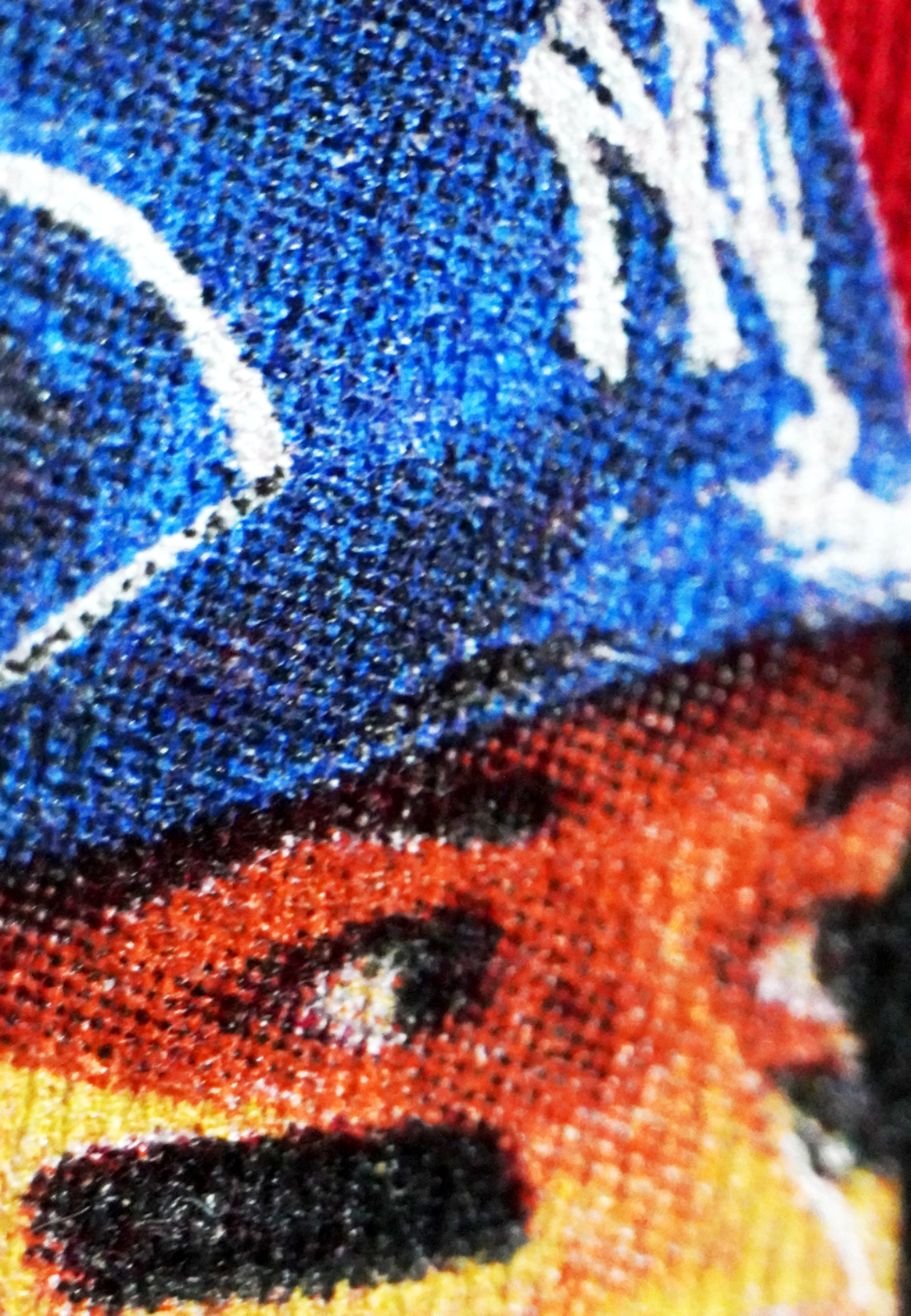 Screenprint of a simulated process photorealistic image of an MLB baseball player. 